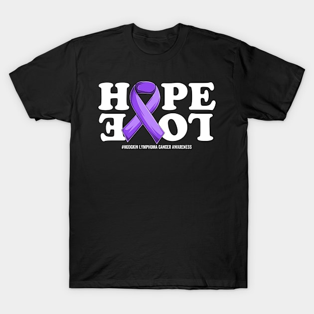 Hodgkin Lymphoma Cancer Support Violet Ribbon Support Hodgkin Lymphoma Cancer awareness T-Shirt by OldyArt